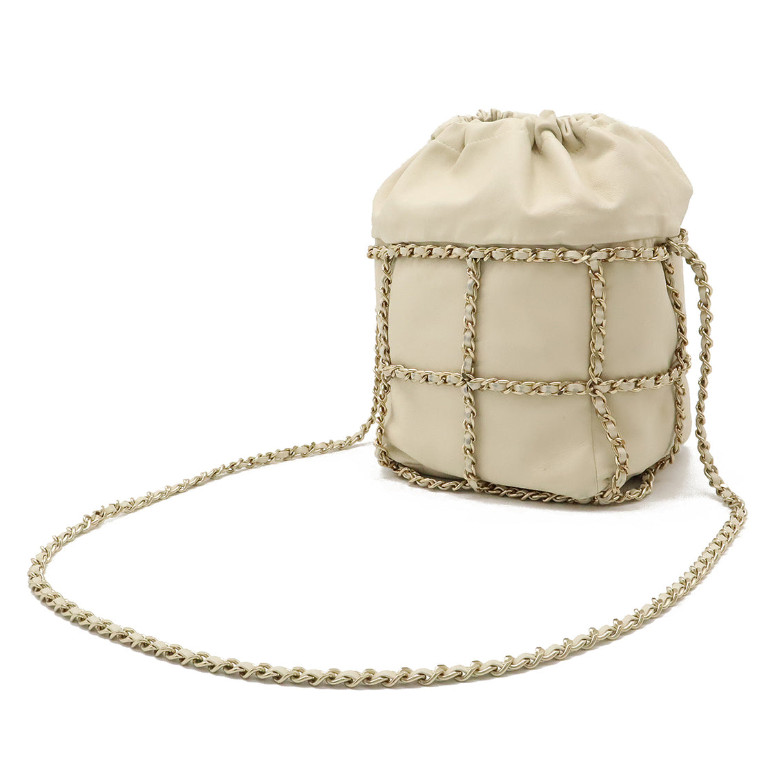 Chanel Lambskin Chain Shoulder Bag Ivory