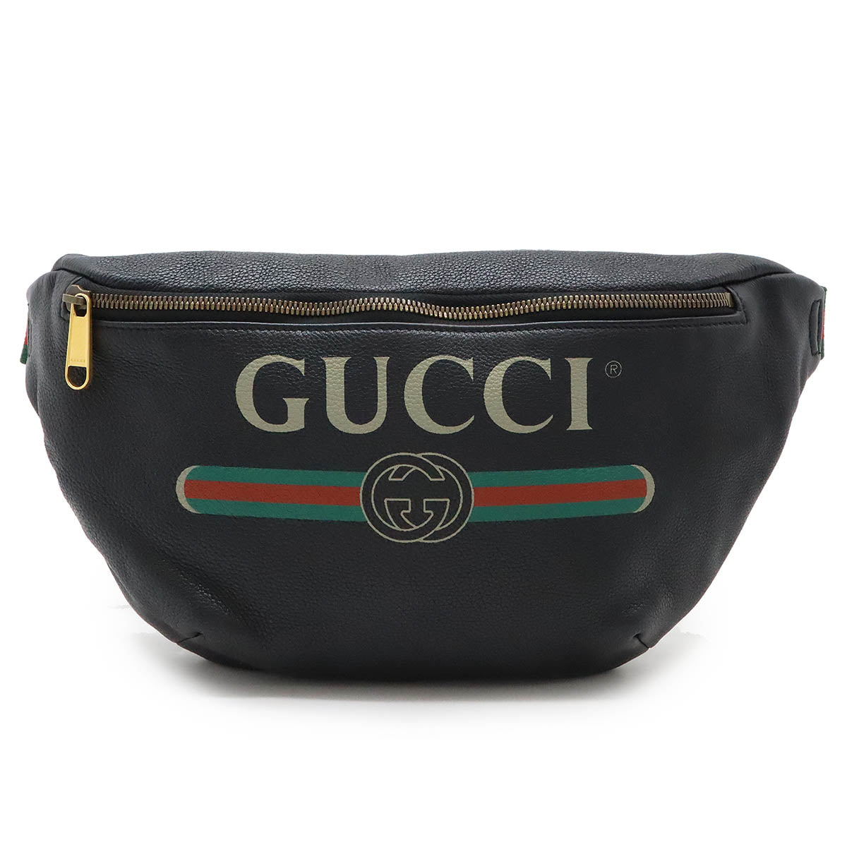 Gucci Leather Print Belt Bag Black in Very Good Condition