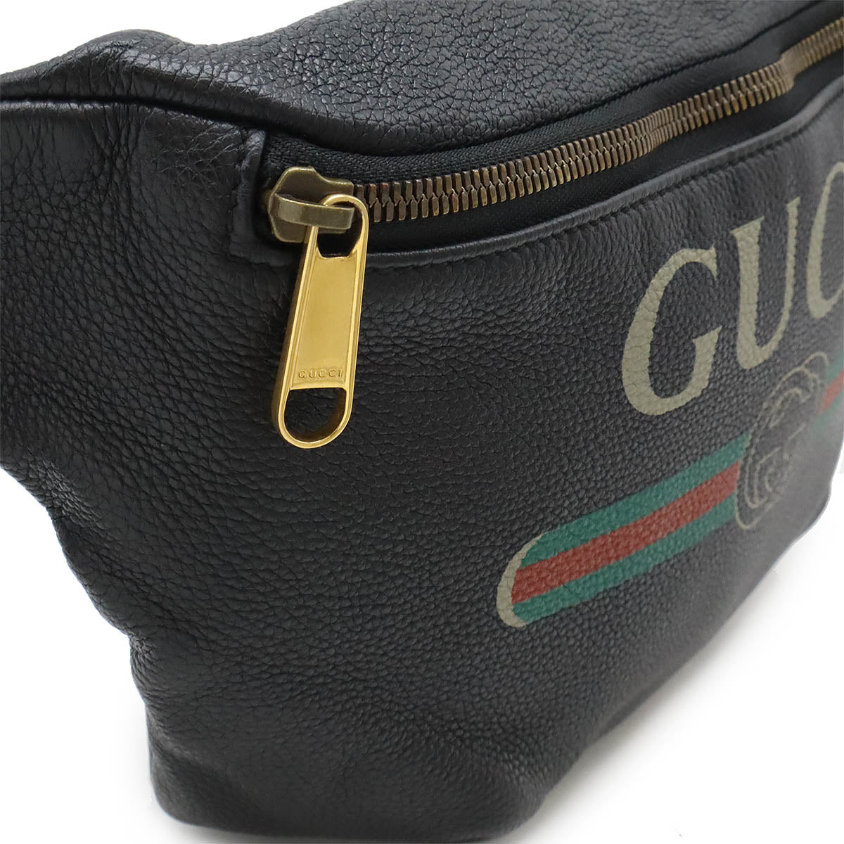 Gucci Leather Print Belt Bag Black