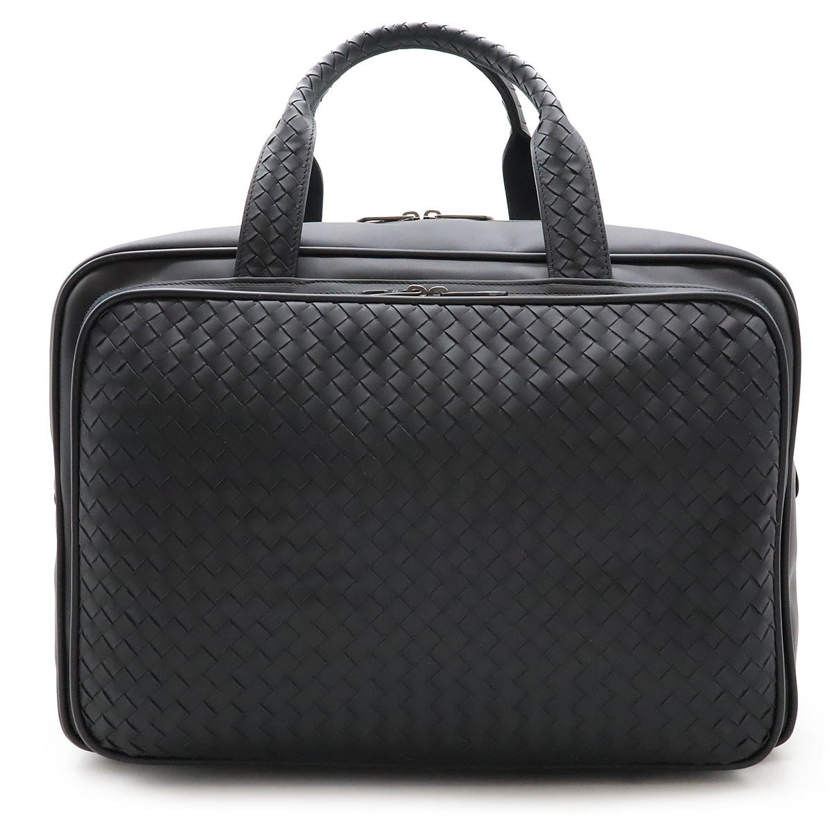 Bottega Veneta Leather Intrecciato Travel Bag Black