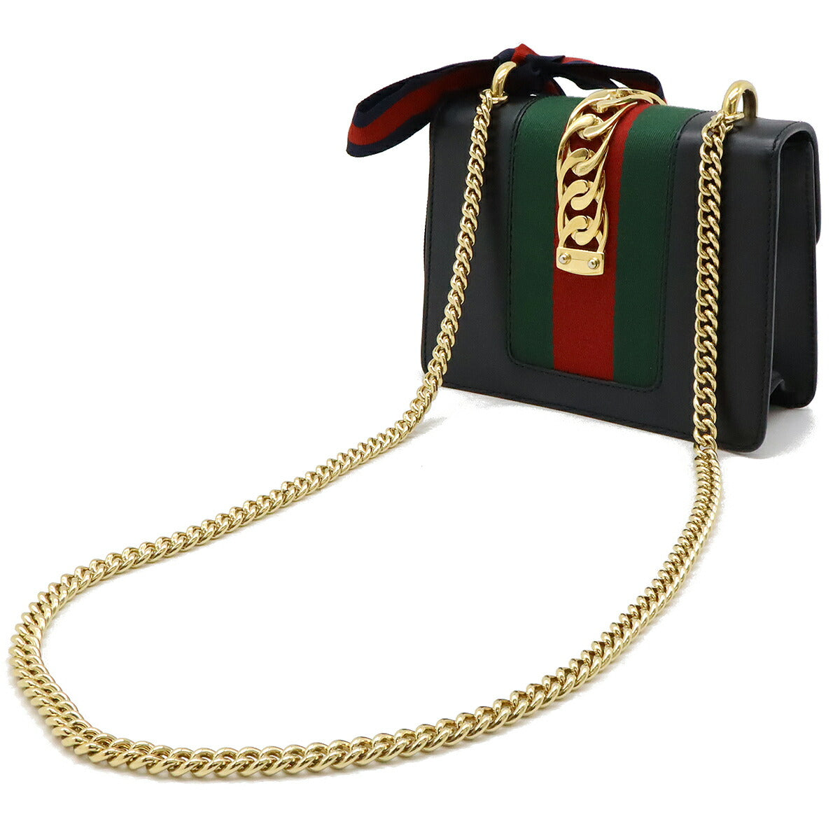 Gucci Sylvie Leather Mini Chain Bag Black