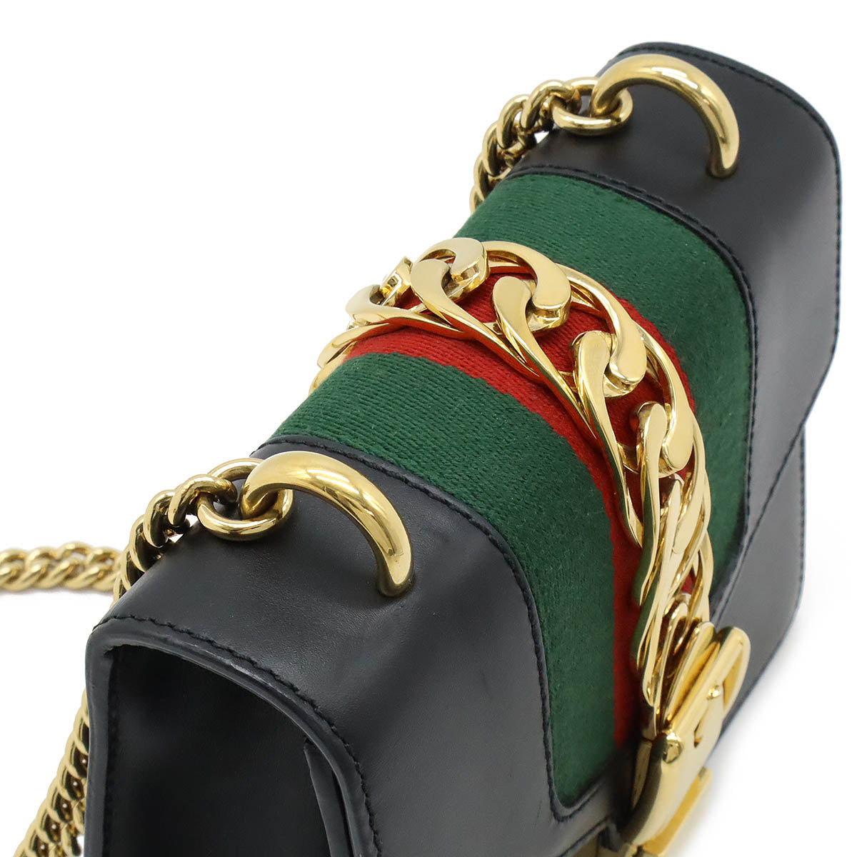 Gucci Sylvie Leather Mini Chain Bag Black