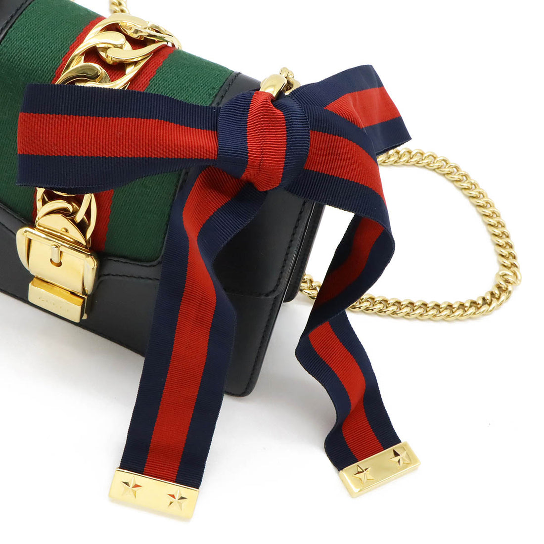 Gucci Sylvie Leather Mini Chain Bag Black