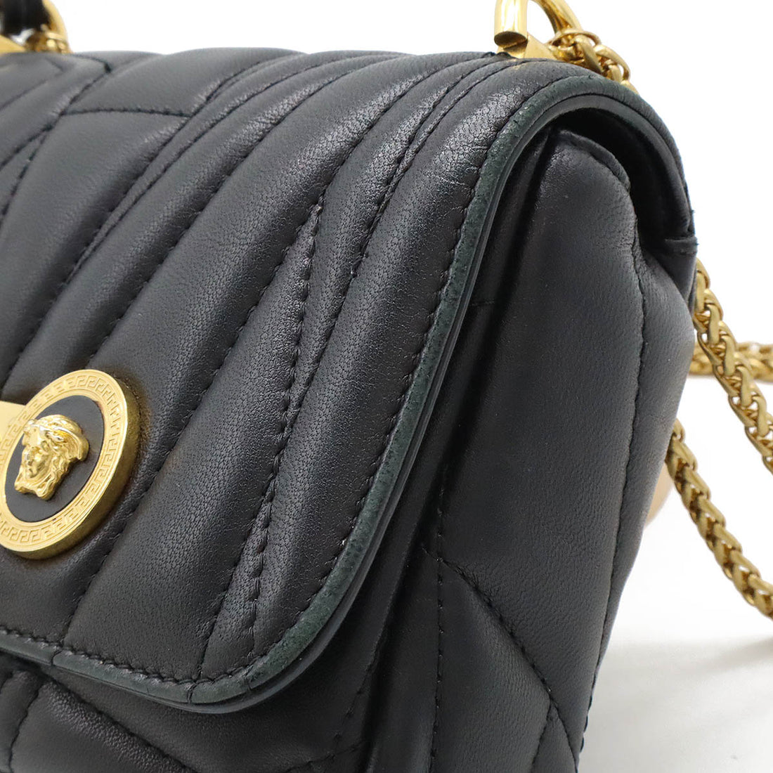 Versace Medusa Flap Quilted Leather 2WAY Chain Shoulder Bag