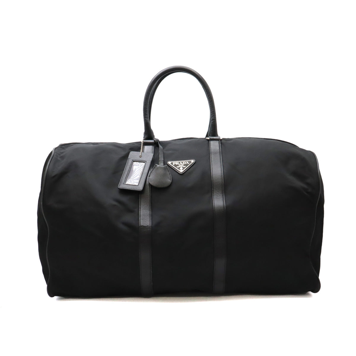 Prada Nylon/Leather Boston Travel Bag Black in Very Good Condition