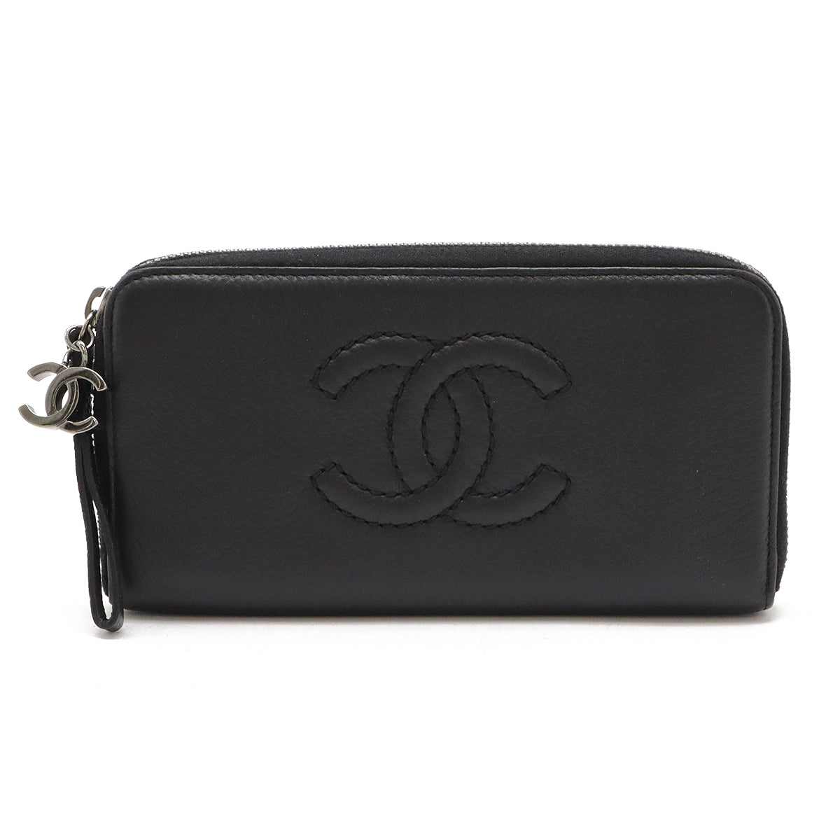 Chanel Leather Luxury Line Coco Mark Zip-Around Long Wallet in Great Condition