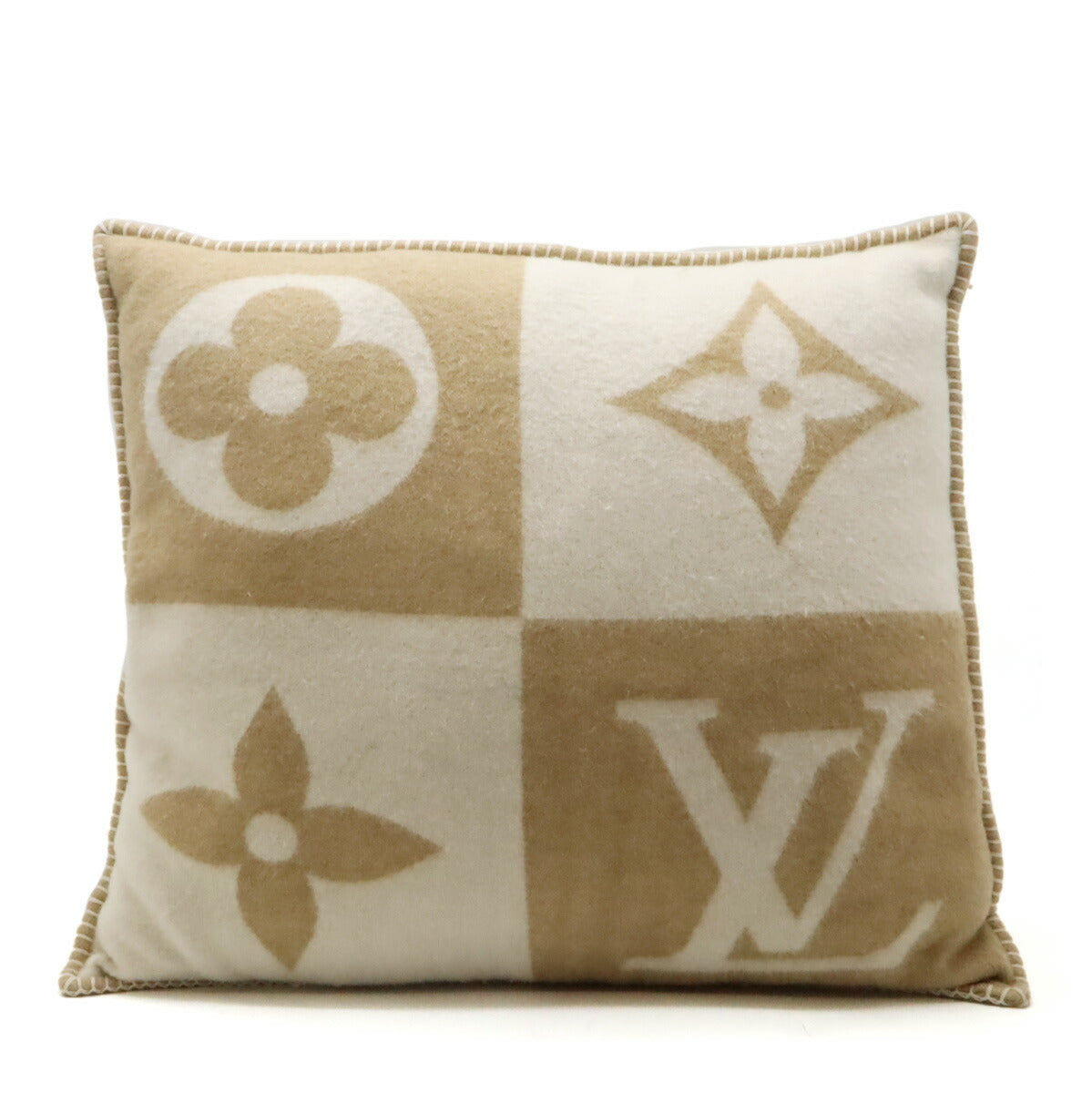 Louis Vuitton Wool Cashmere Cushion LV Checkmate