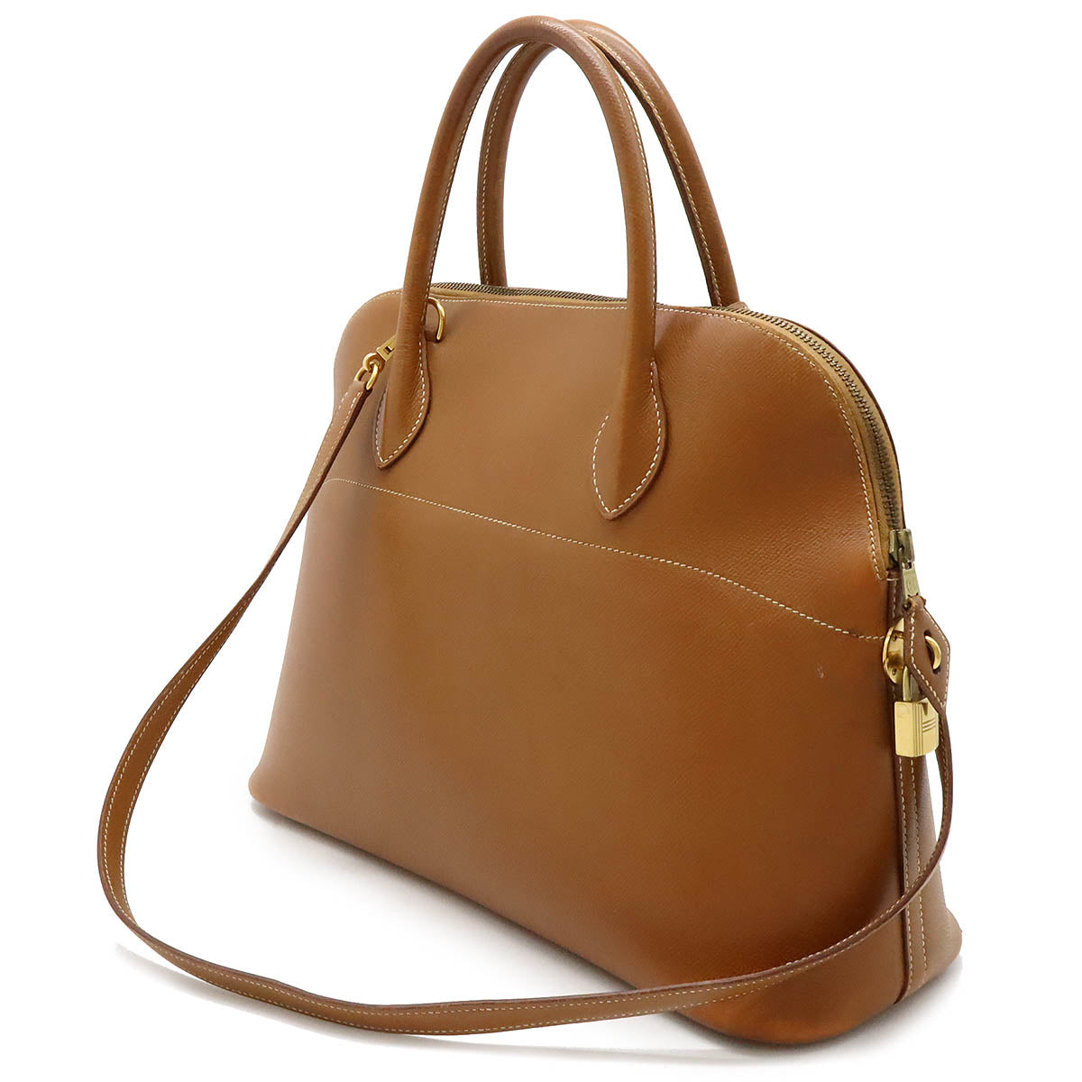 Hermes Bolide 35 Handbag 2WAY Light Brown Leather