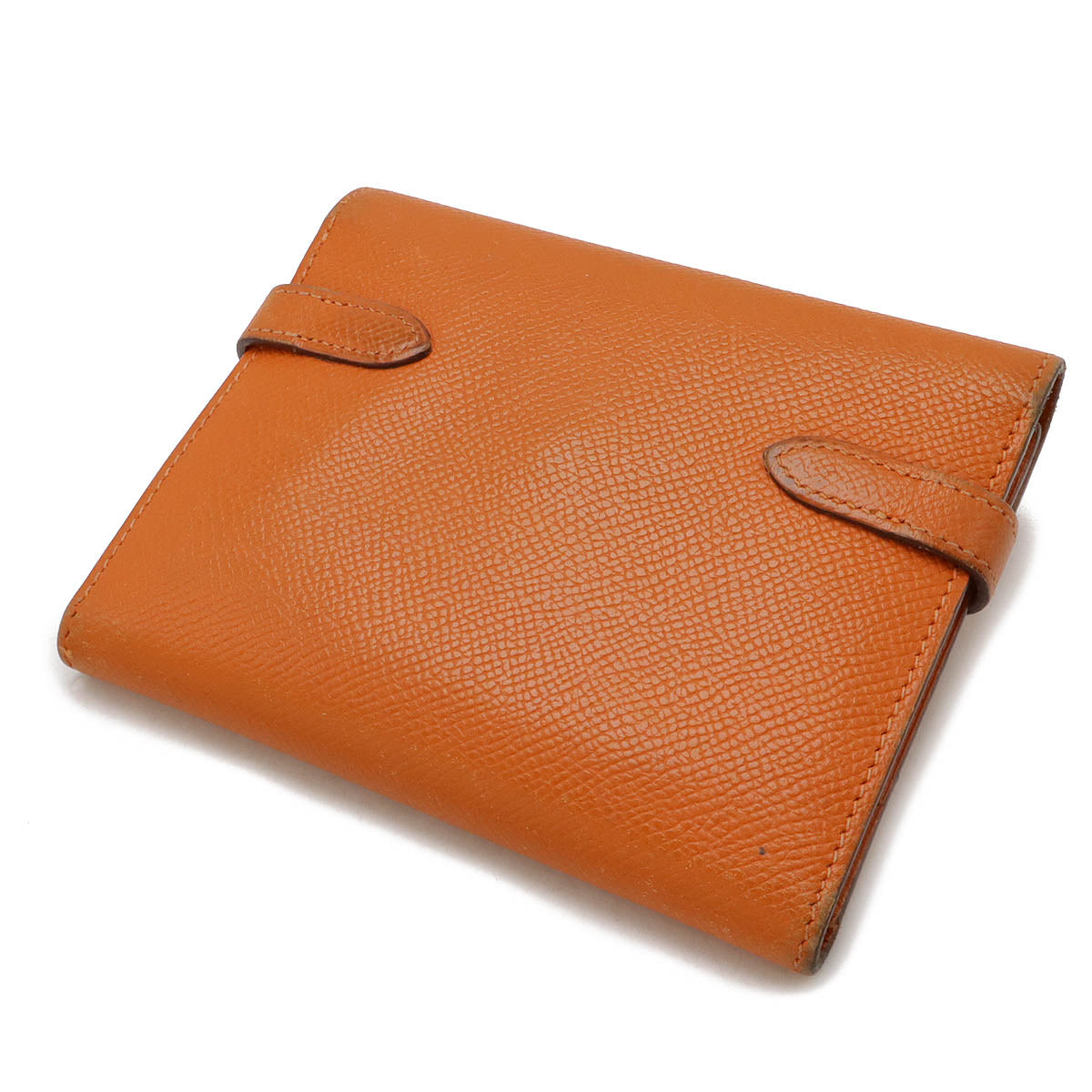 Hermes Kelly Compact Trifold Wallet, Orange, Silver Hardware, Used