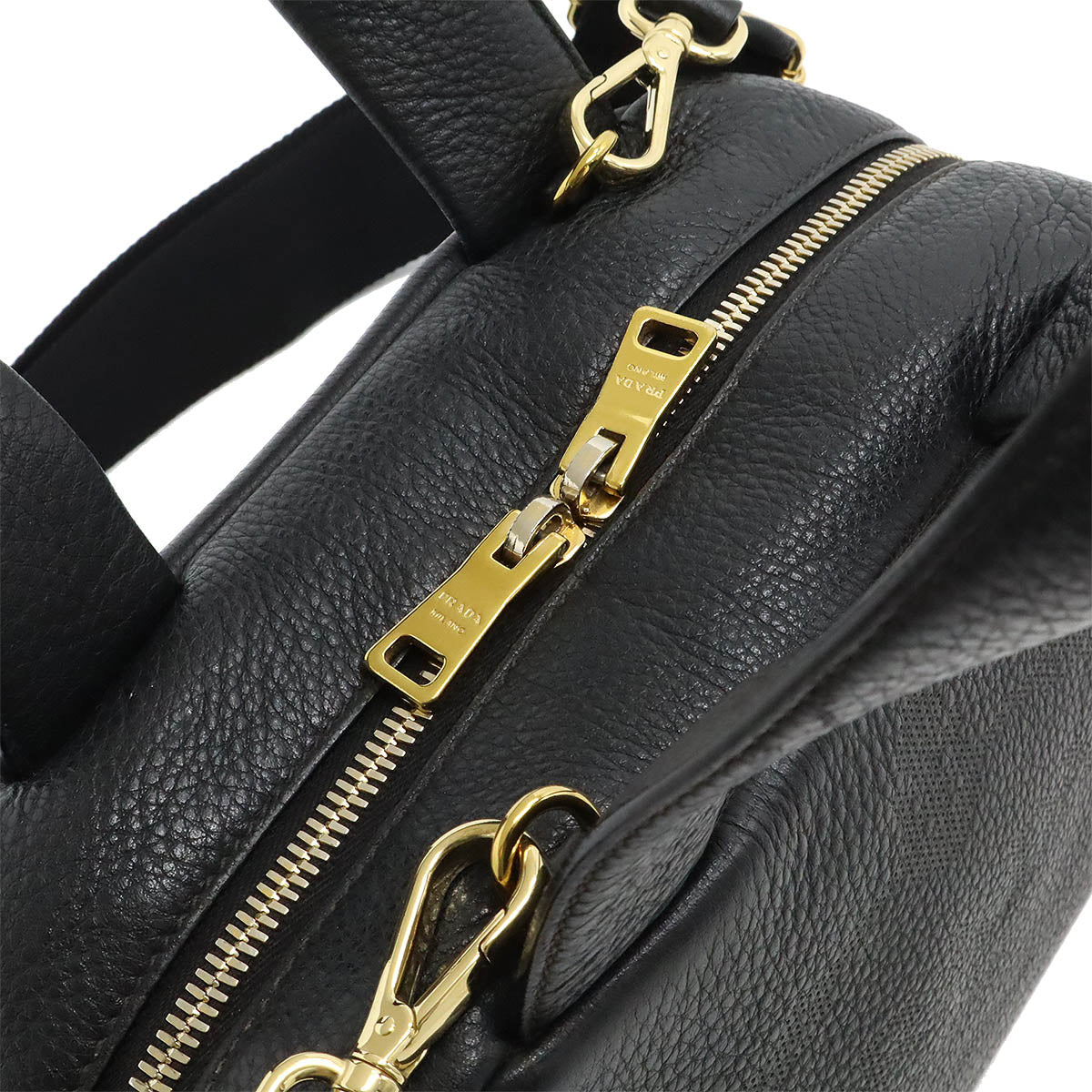 Prada Leather Punching Logo Handbag 1BB078