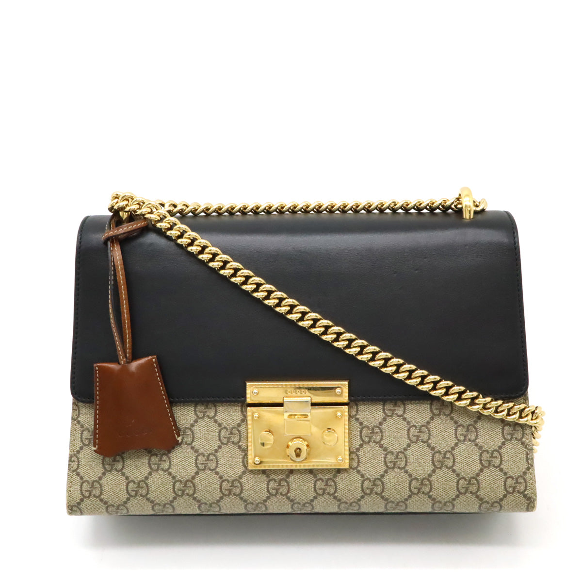 Gucci GG Supreme Padlock Shoulder Bag PVC Leather