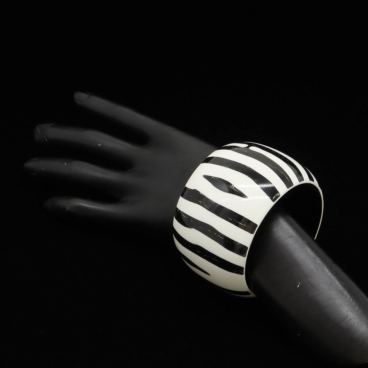 Hermes Zebra Lacquer Wood Bangle Bracelet