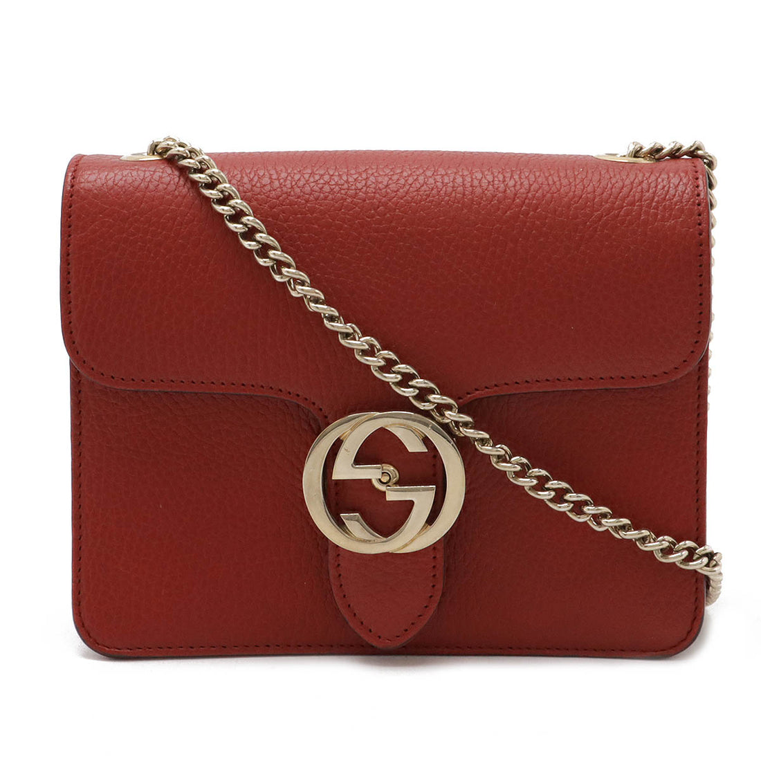 Gucci Leather Interlocking G Chain Bag