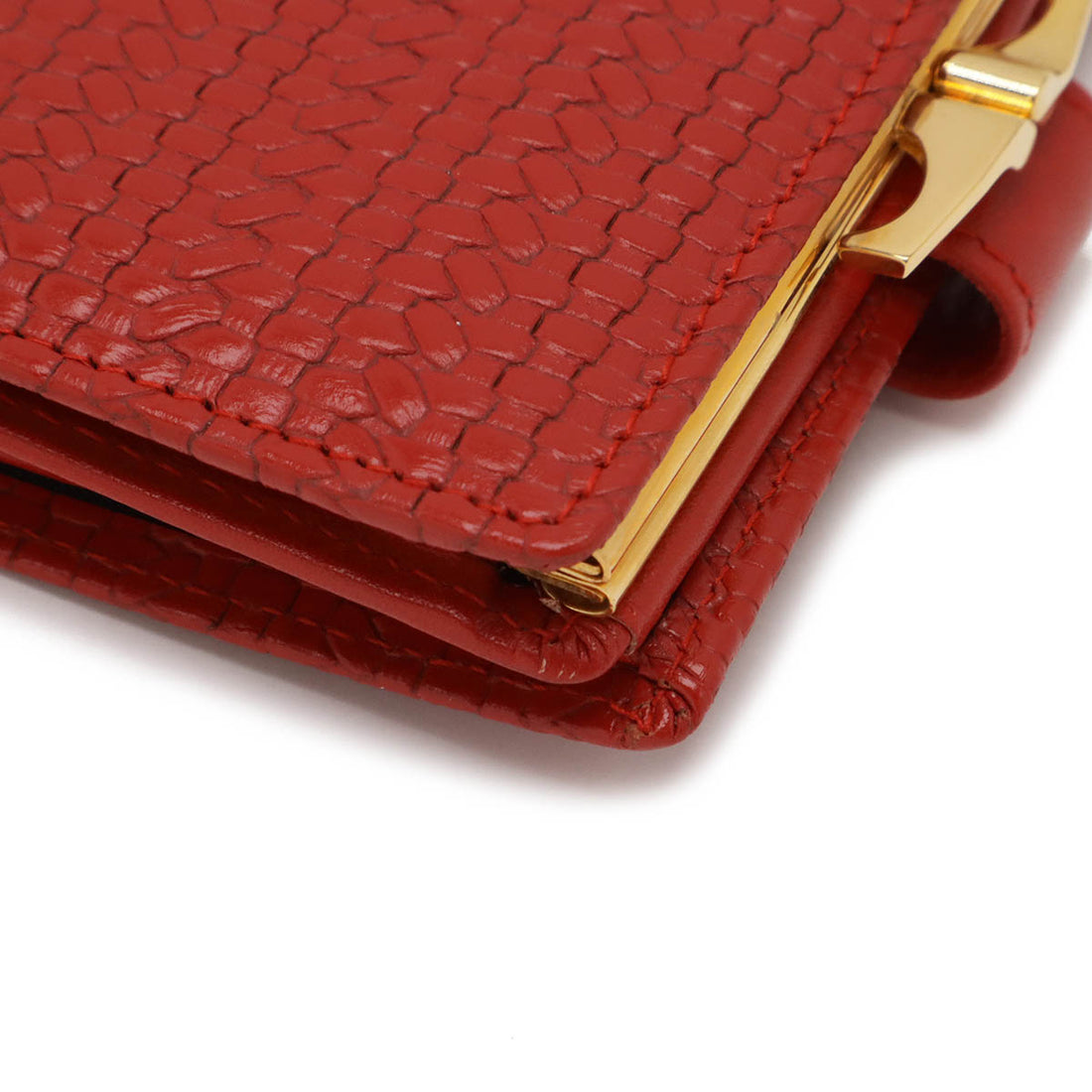 Dior Leather Woven Bifold Wallet Red in Great Condition