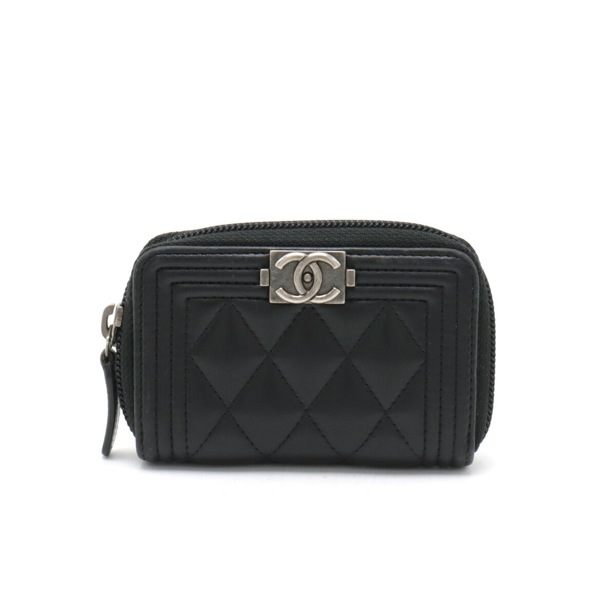 Chanel Boy Coin Case Leather Black