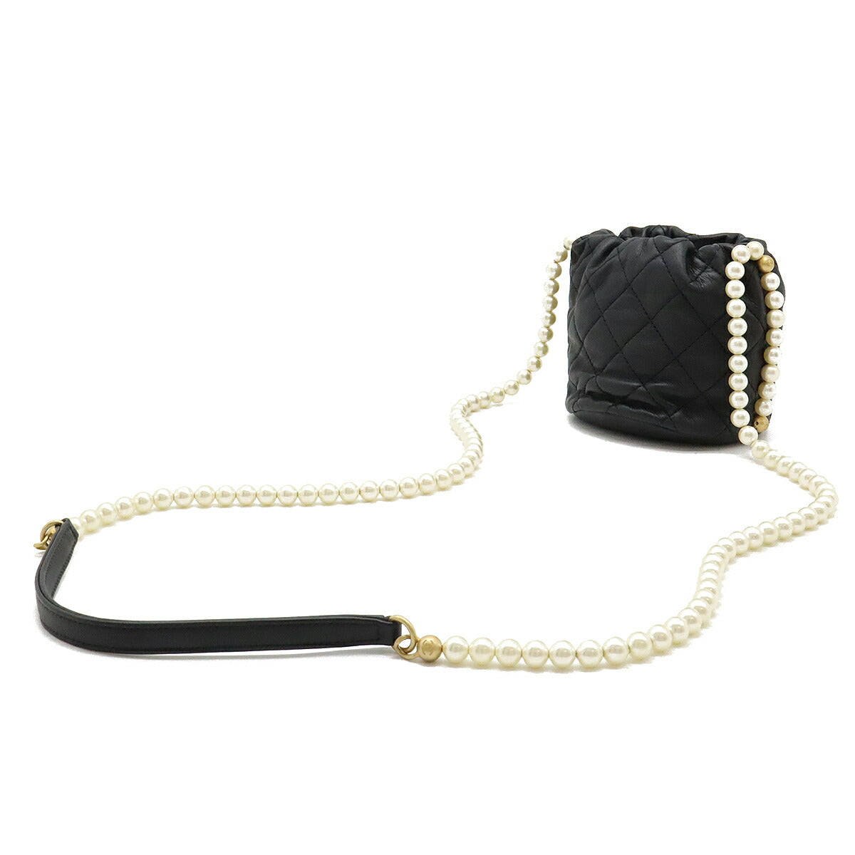 Chanel Leather Faux Pearl Chain Shoulder Bag