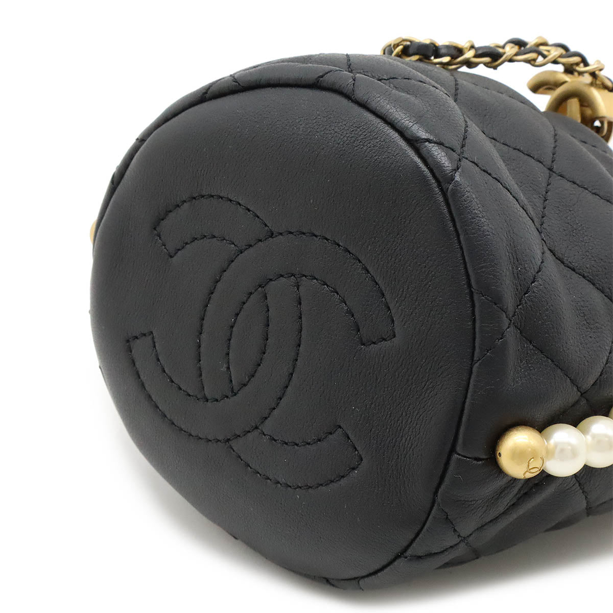 Chanel Leather Faux Pearl Chain Shoulder Bag