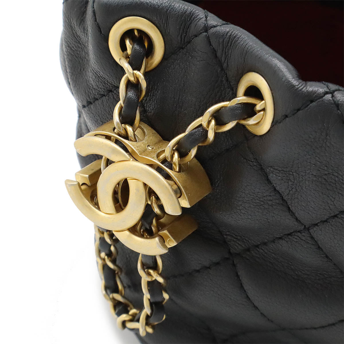 Chanel Leather Faux Pearl Chain Shoulder Bag