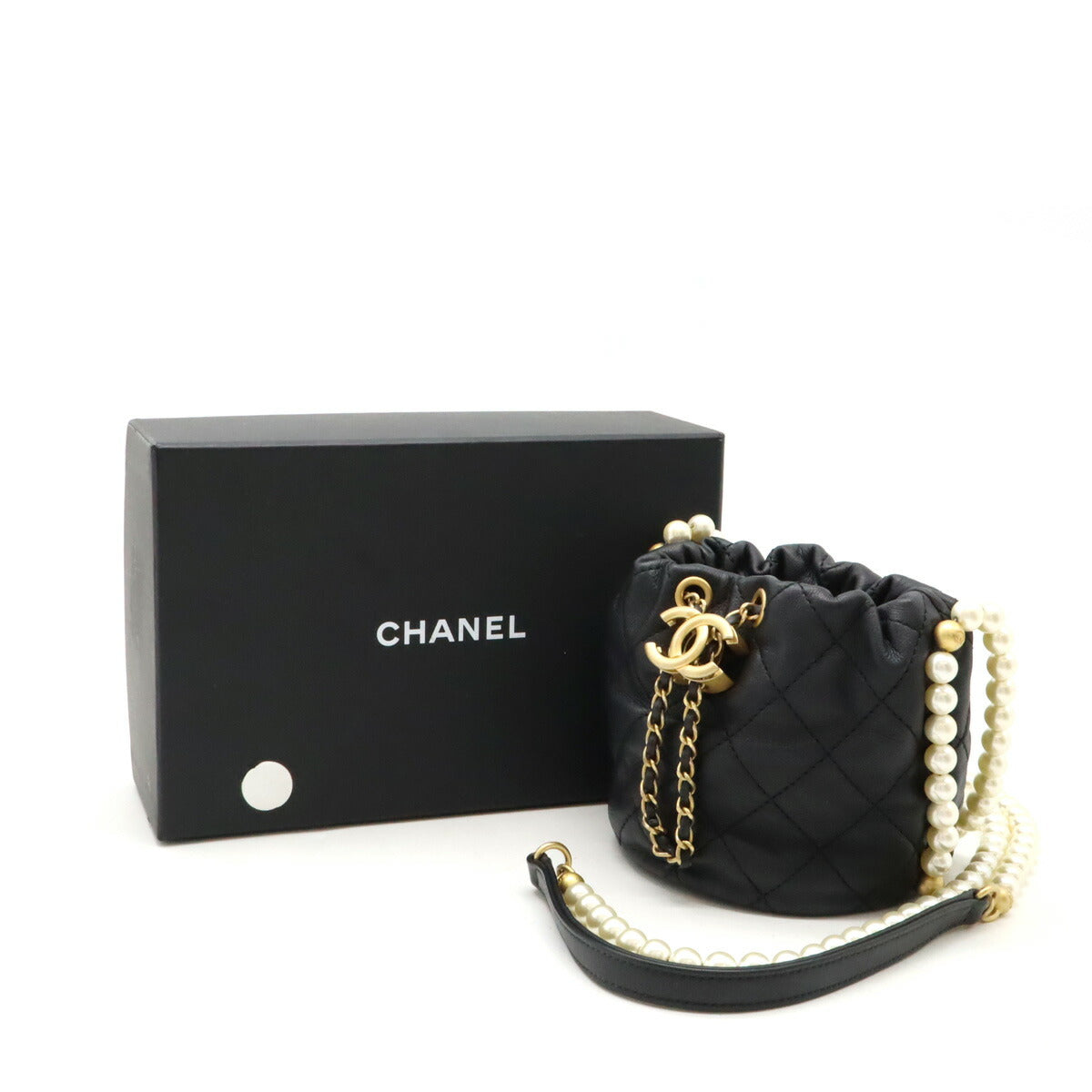 Chanel Leather Faux Pearl Chain Shoulder Bag