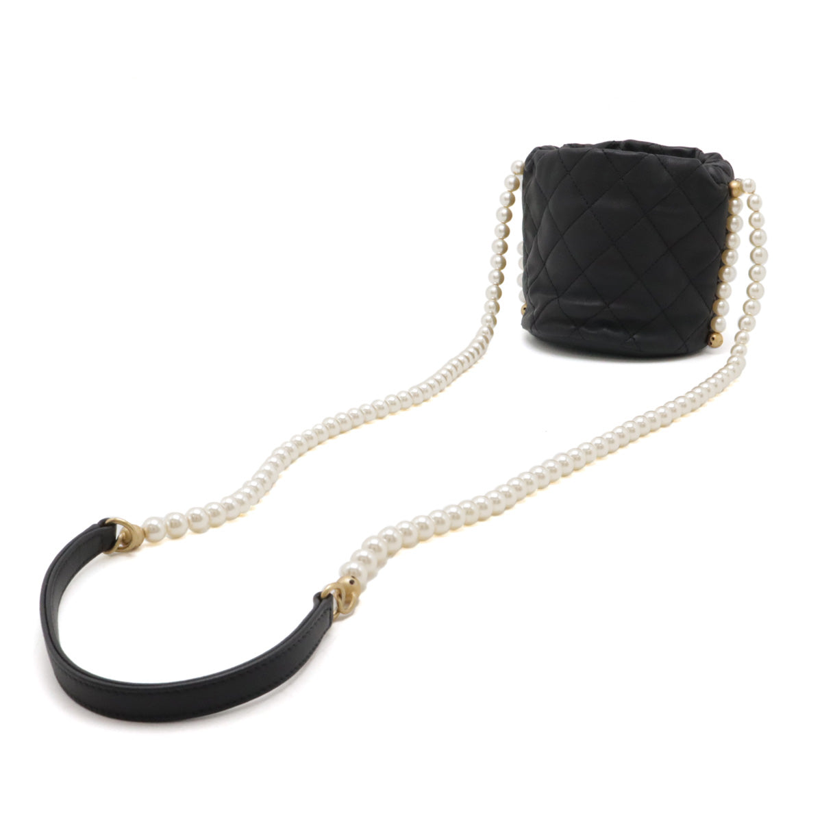 Chanel Leather Faux Pearl Chain Shoulder Bag