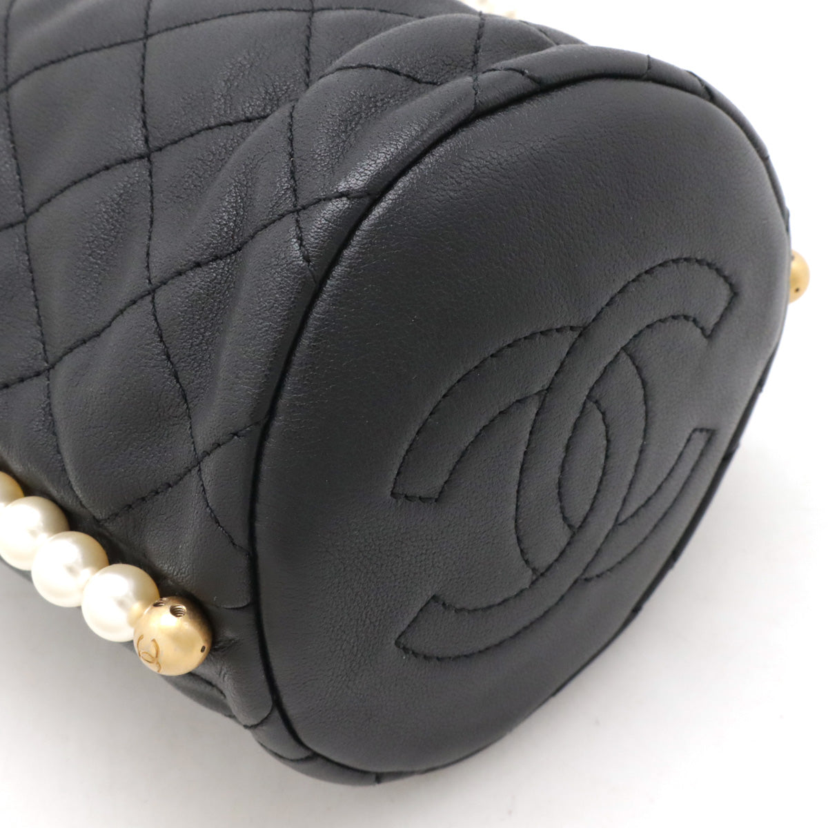 Chanel Leather Faux Pearl Chain Shoulder Bag