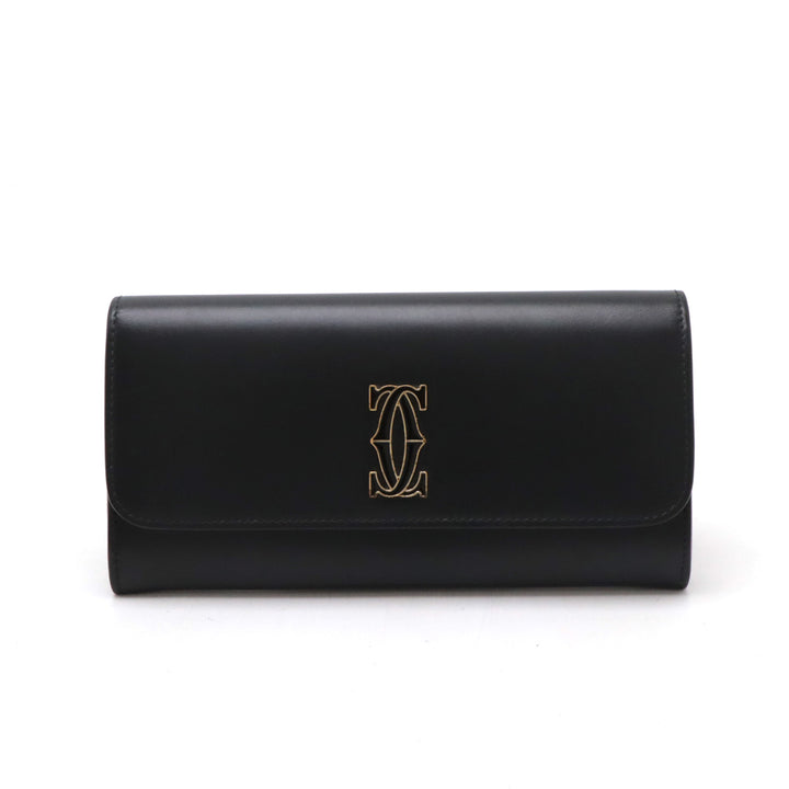 Cartier Leather C de Cartier Flap Wallet Black in Great Condition