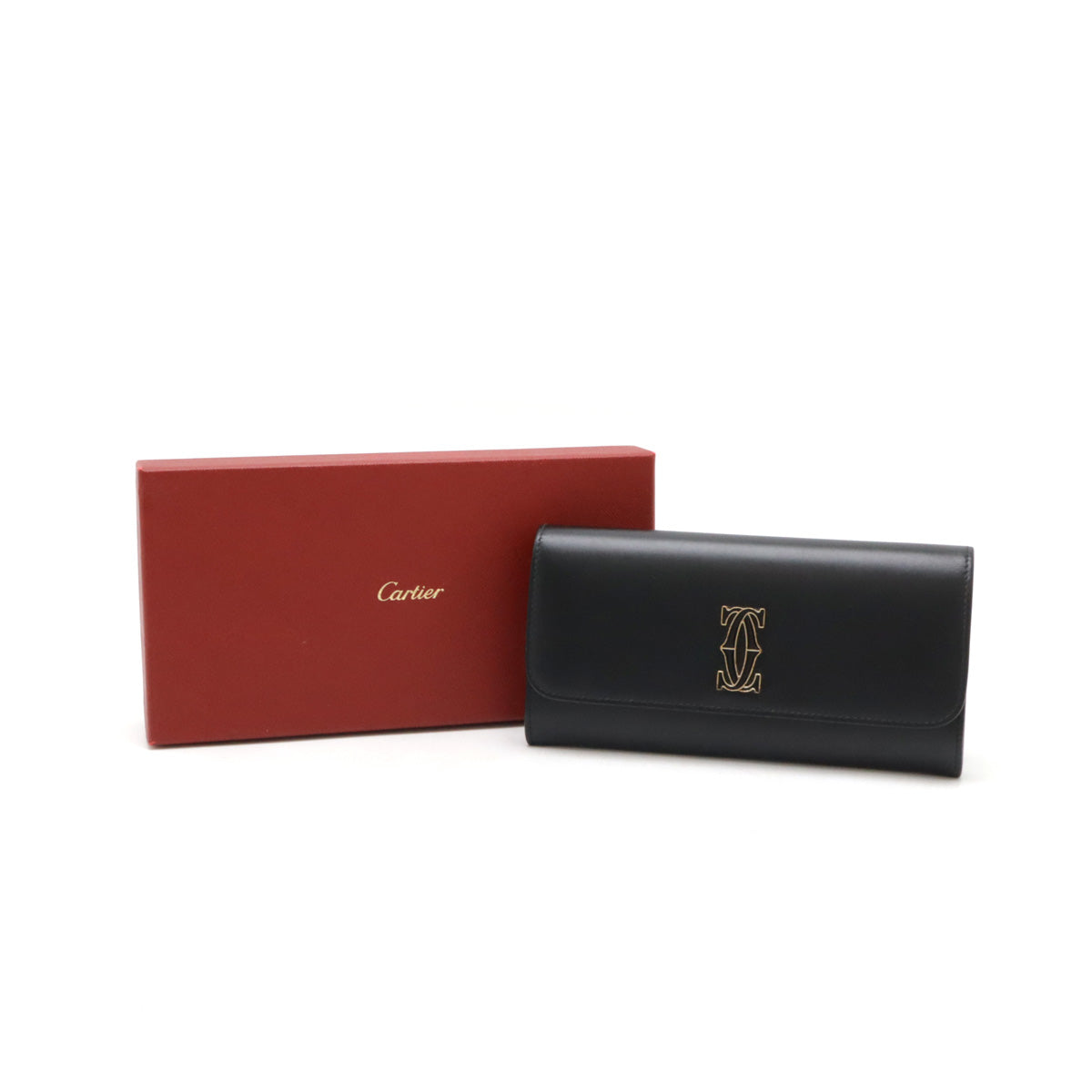 Cartier Leather C de Cartier Flap Wallet Black