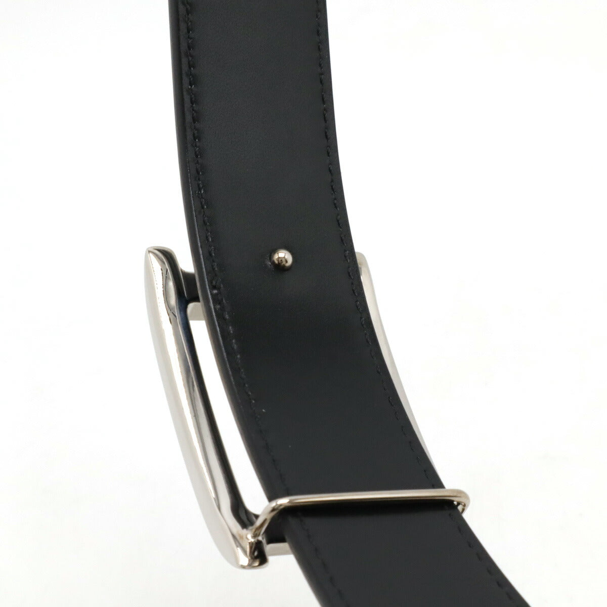 Bvlgari Leather Belt Black Silver Buckle