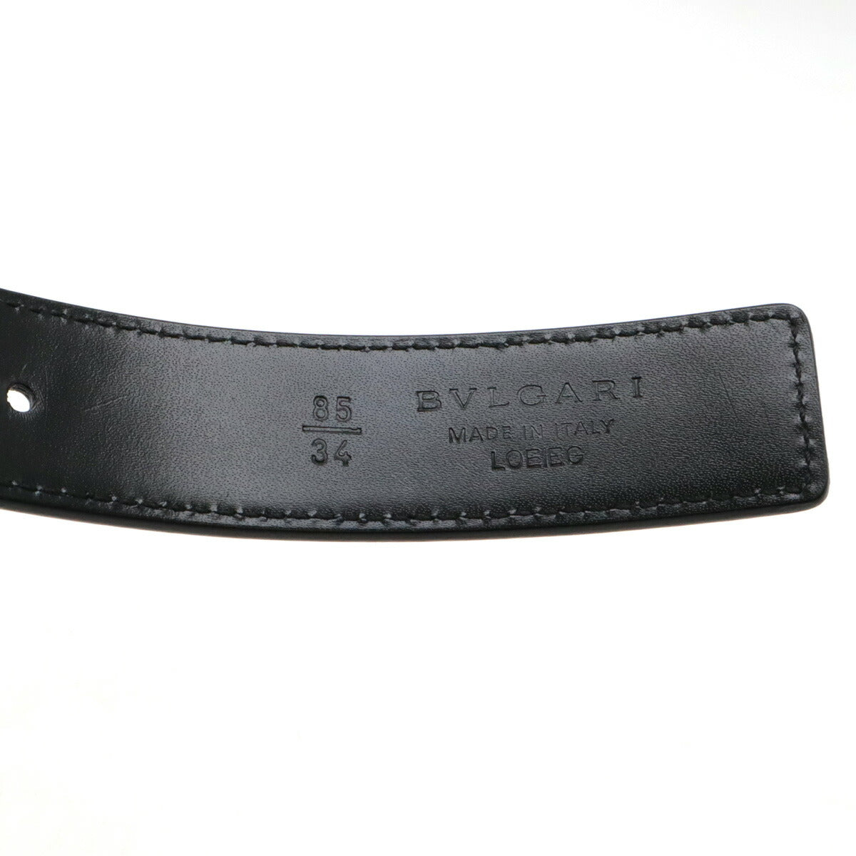 Bvlgari Leather Belt Black Silver Buckle