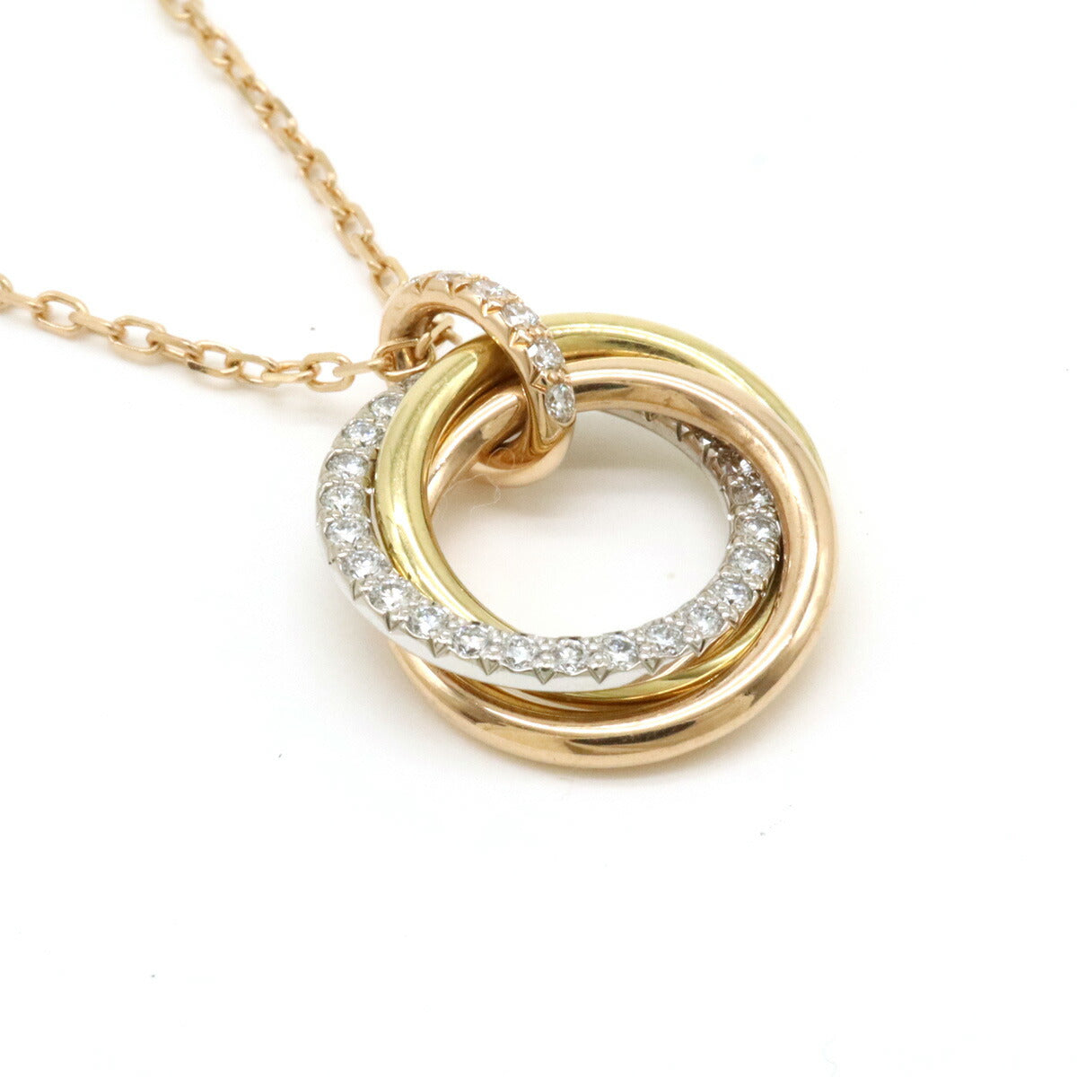 Cartier Trinity Necklace Pendant 3-Color Gold Diamond