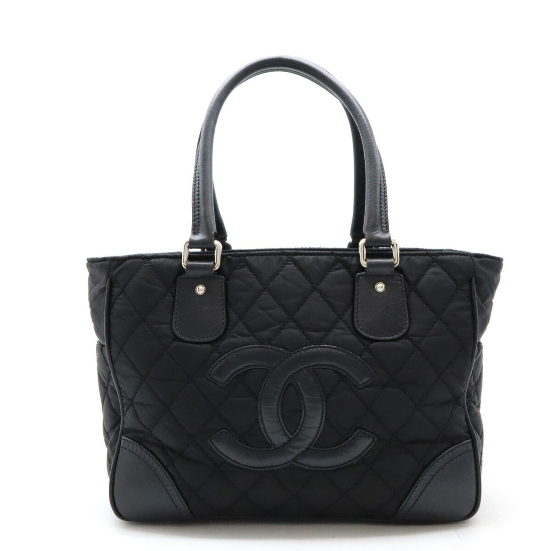 Chanel Nylon Leather Tote Bag Black