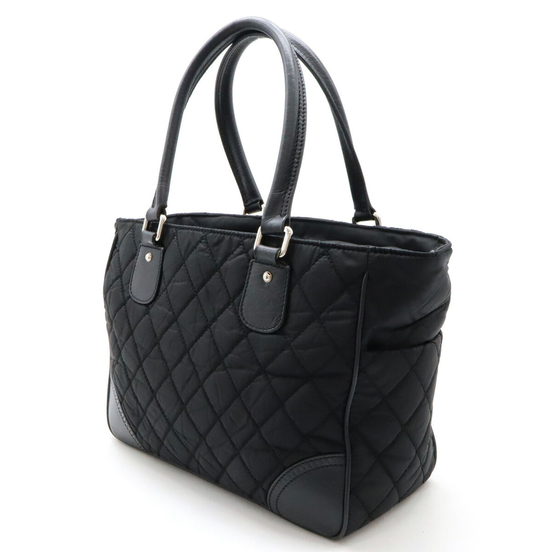 Chanel Nylon Leather Tote Bag Black