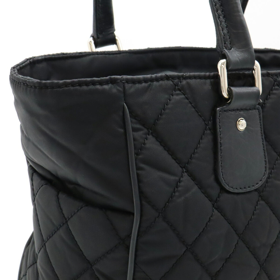 Chanel Nylon Leather Tote Bag Black