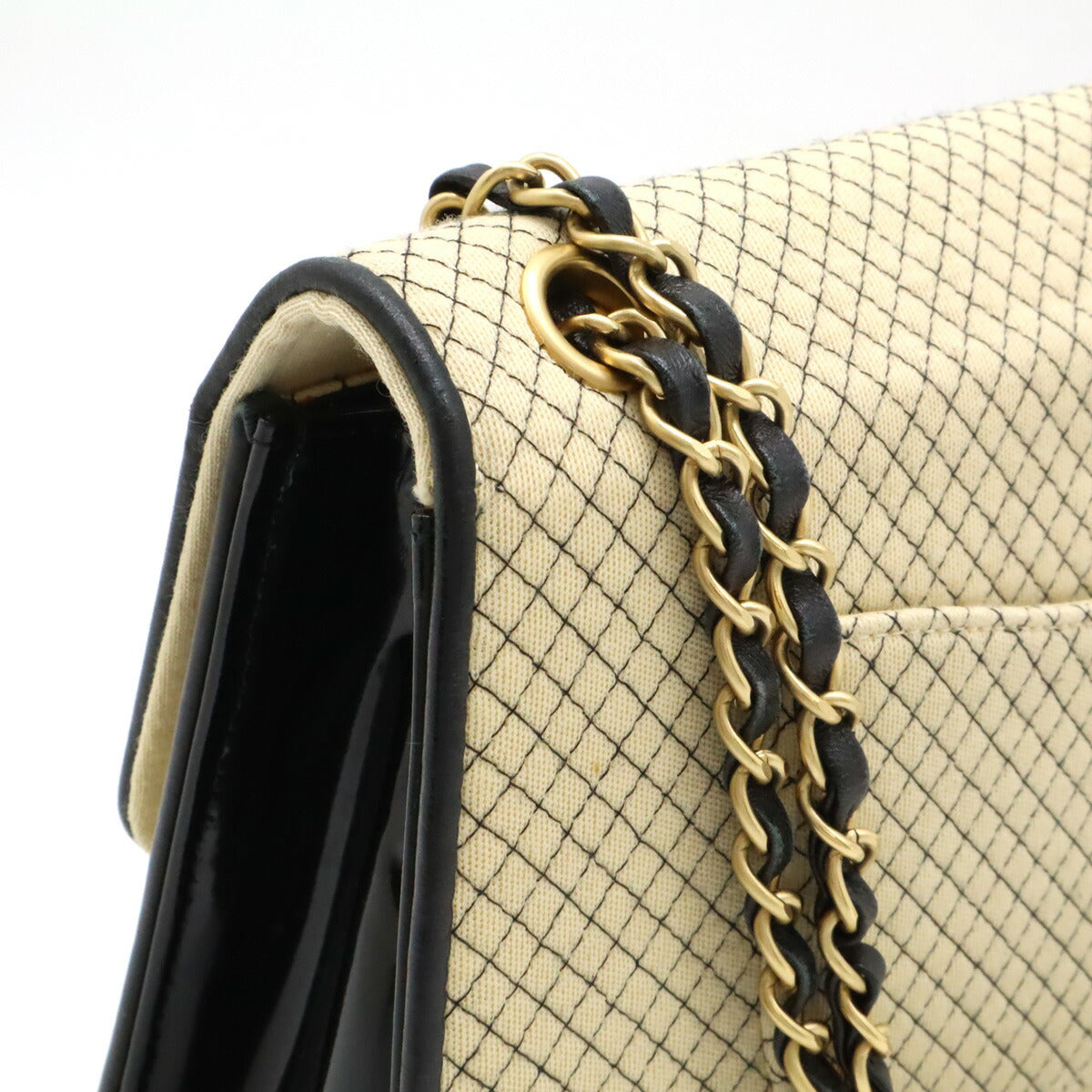 Chanel Micro Quilting Cotton Jersey/Enamel Leather Chain Shoulder Bag