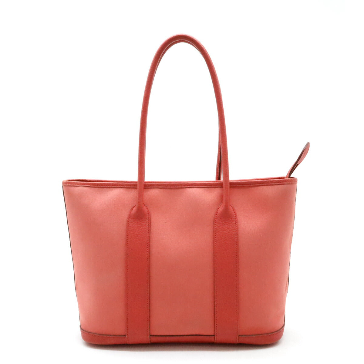 Hermes Garden Zip PM Tote Bag Canvas/Leather Coral Pink