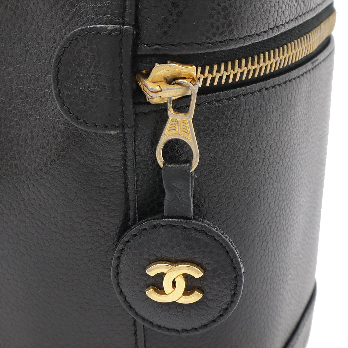 Chanel Caviar Vanity Handbag Black Leather