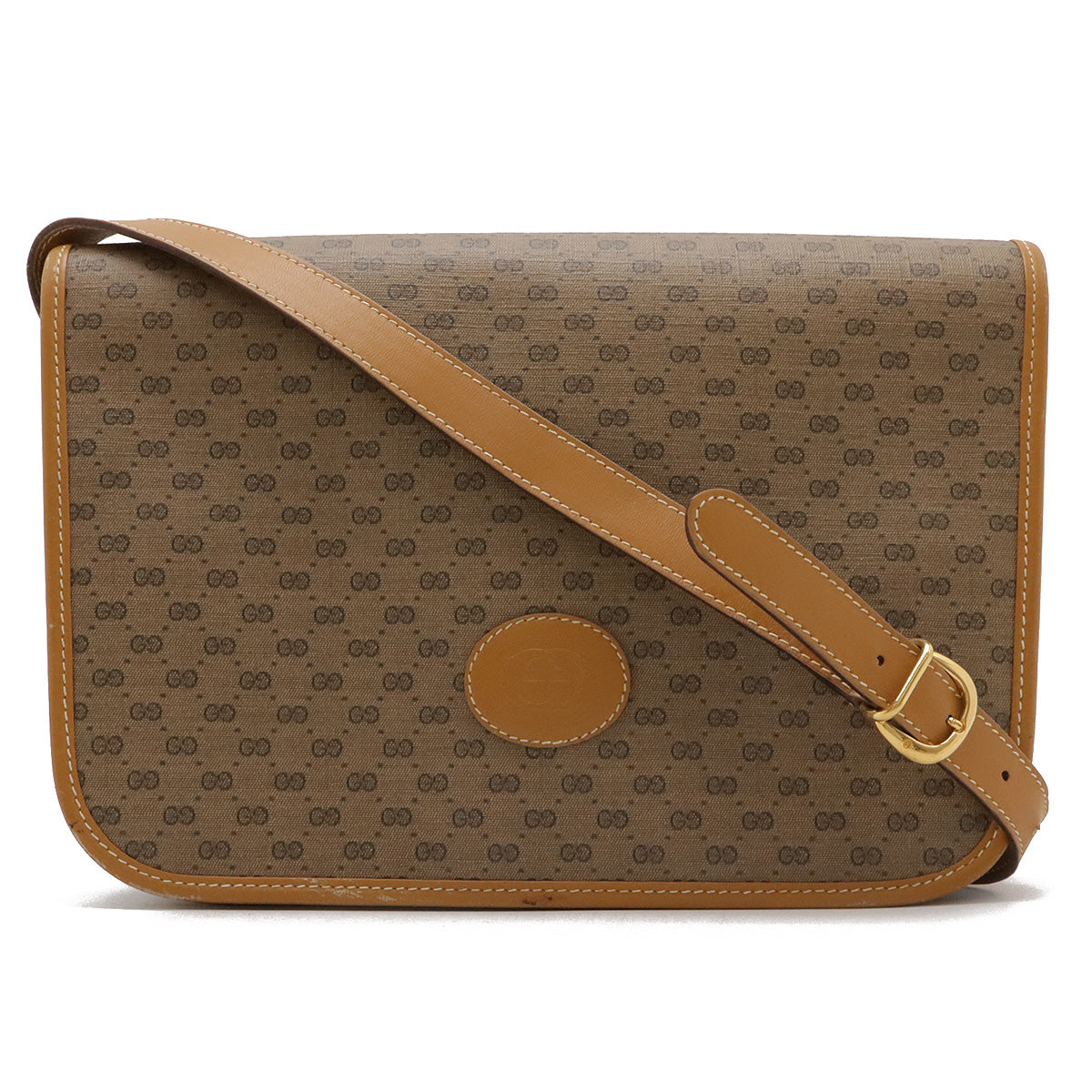 Gucci Micro GG Shoulder Bag Beige Brown PVC Leather