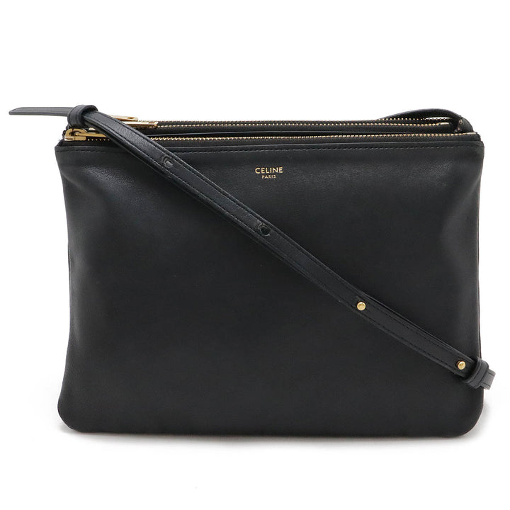 Celine Trio Large Lambskin Shoulder Bag Black