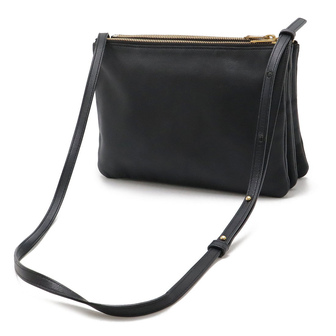 Celine Trio Large Lambskin Shoulder Bag Black