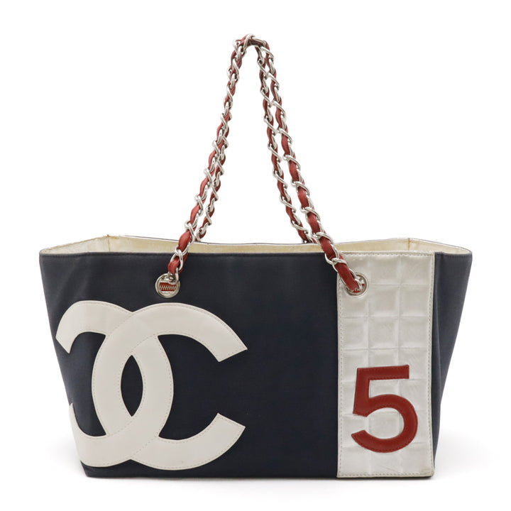 Chanel Canvas Leather Coco Mark No.5 Tote Bag in Very Good Condition