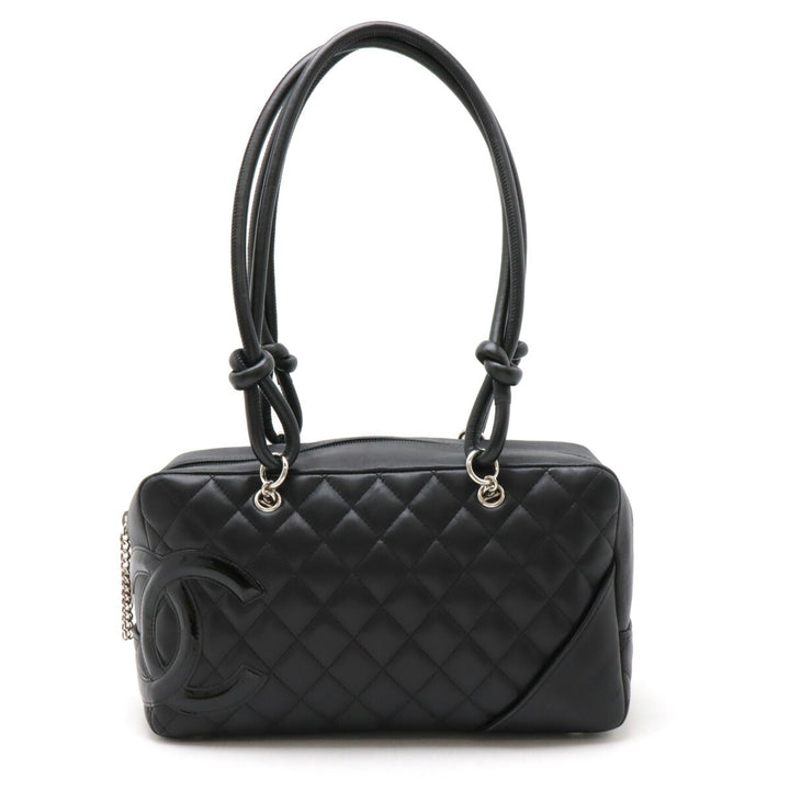 Chanel Cambon Line Bowling Bag Black Leather