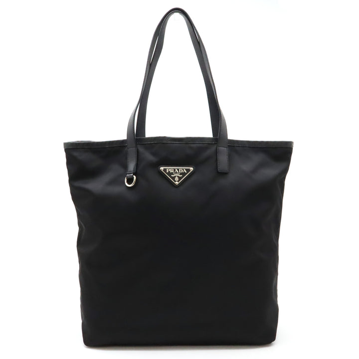 Prada Nylon Leather Tote Bag Black in Very Good Condition