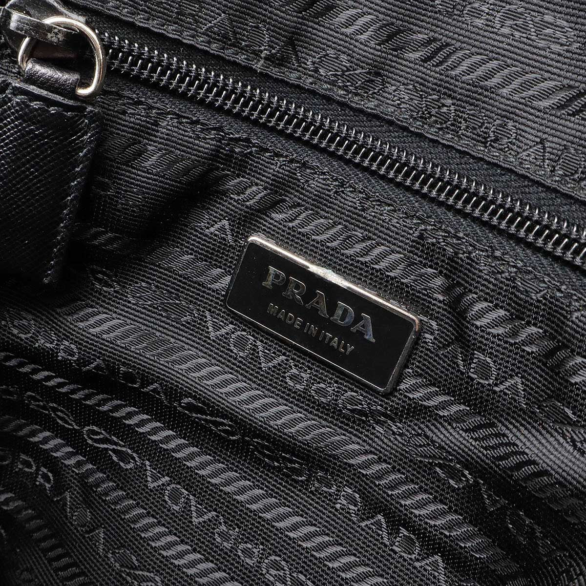 Prada Nylon Leather Shoulder Bag Black