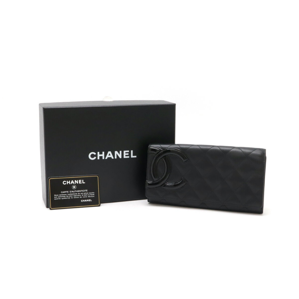 Chanel Cambon Line Bifold Wallet Black Pink