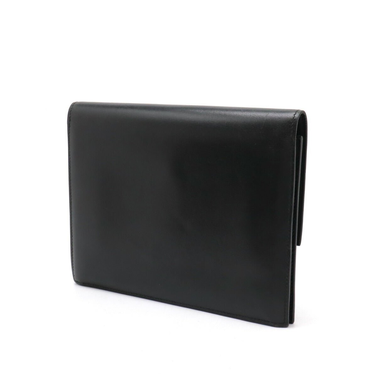 HERMES Facon Leather Clutch Bag Black Vintage