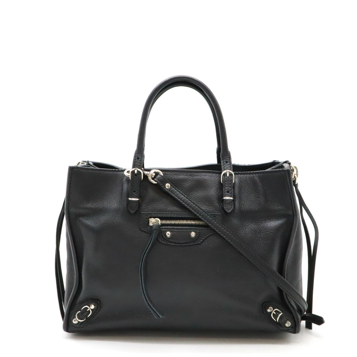 Balenciaga Leather Paper A6 Zip Around Handbag