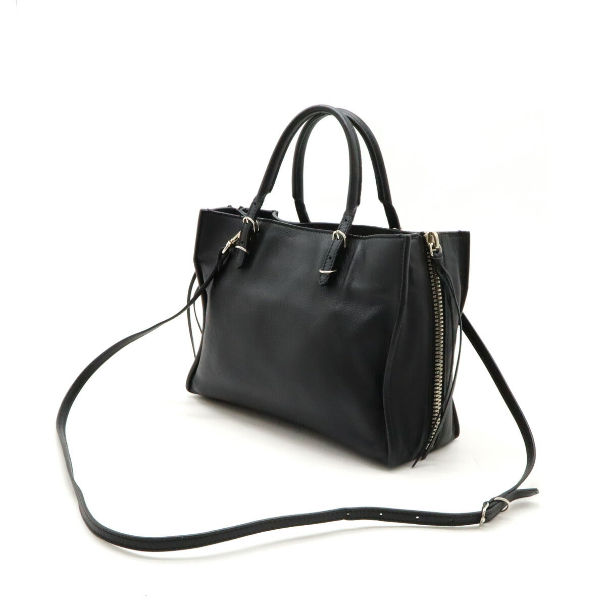 Balenciaga Leather Paper A6 Zip Around Handbag