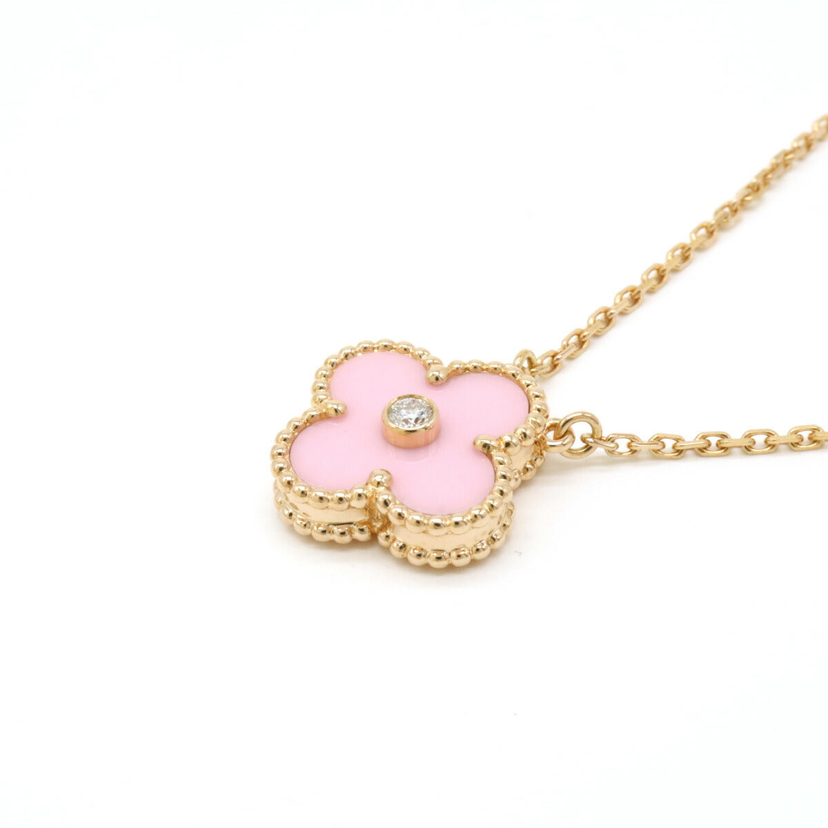 Van Cleef & Arpels Vintage Alhambra Necklace Pink Gold Diamond