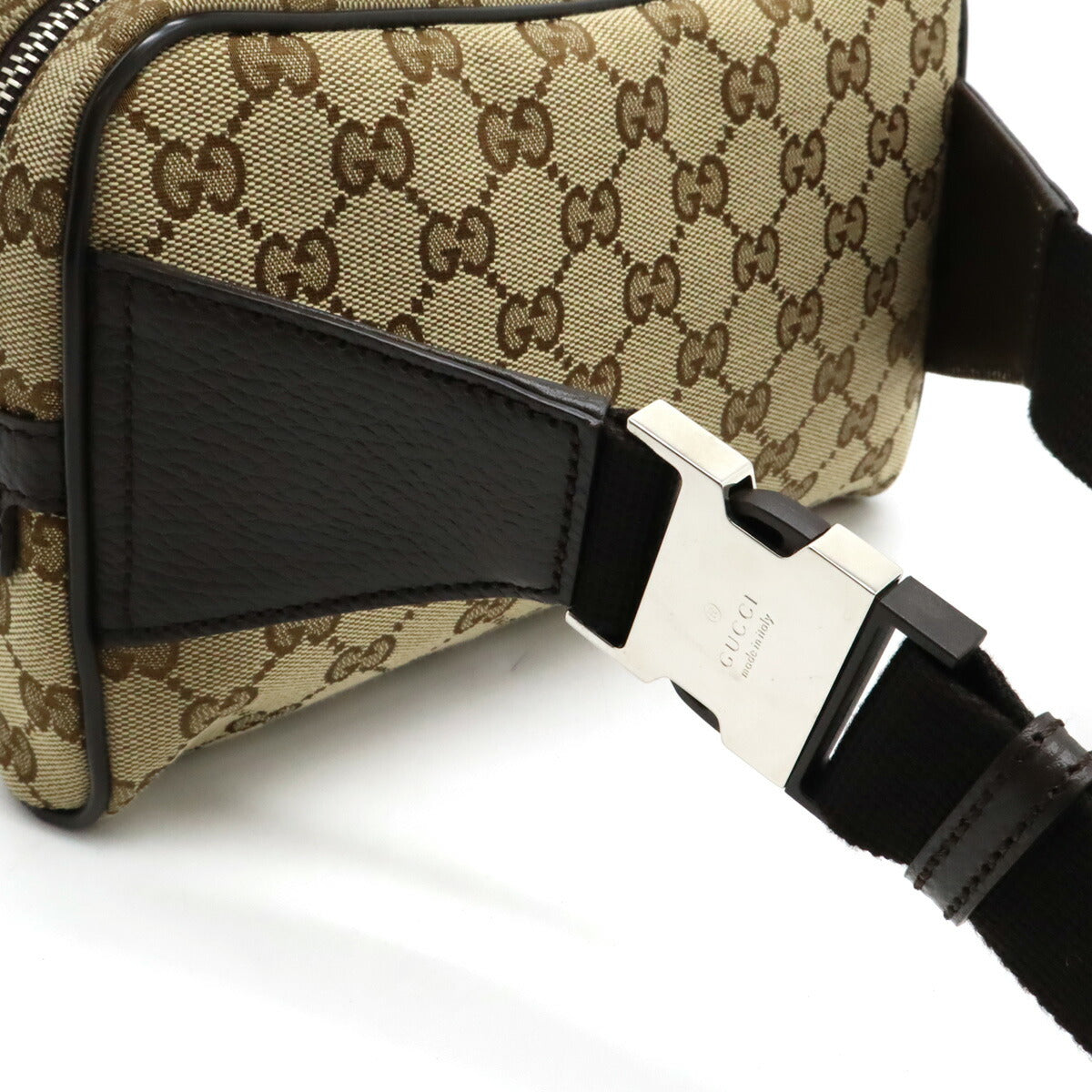 Gucci GG Canvas Leather Waist Bag 449174