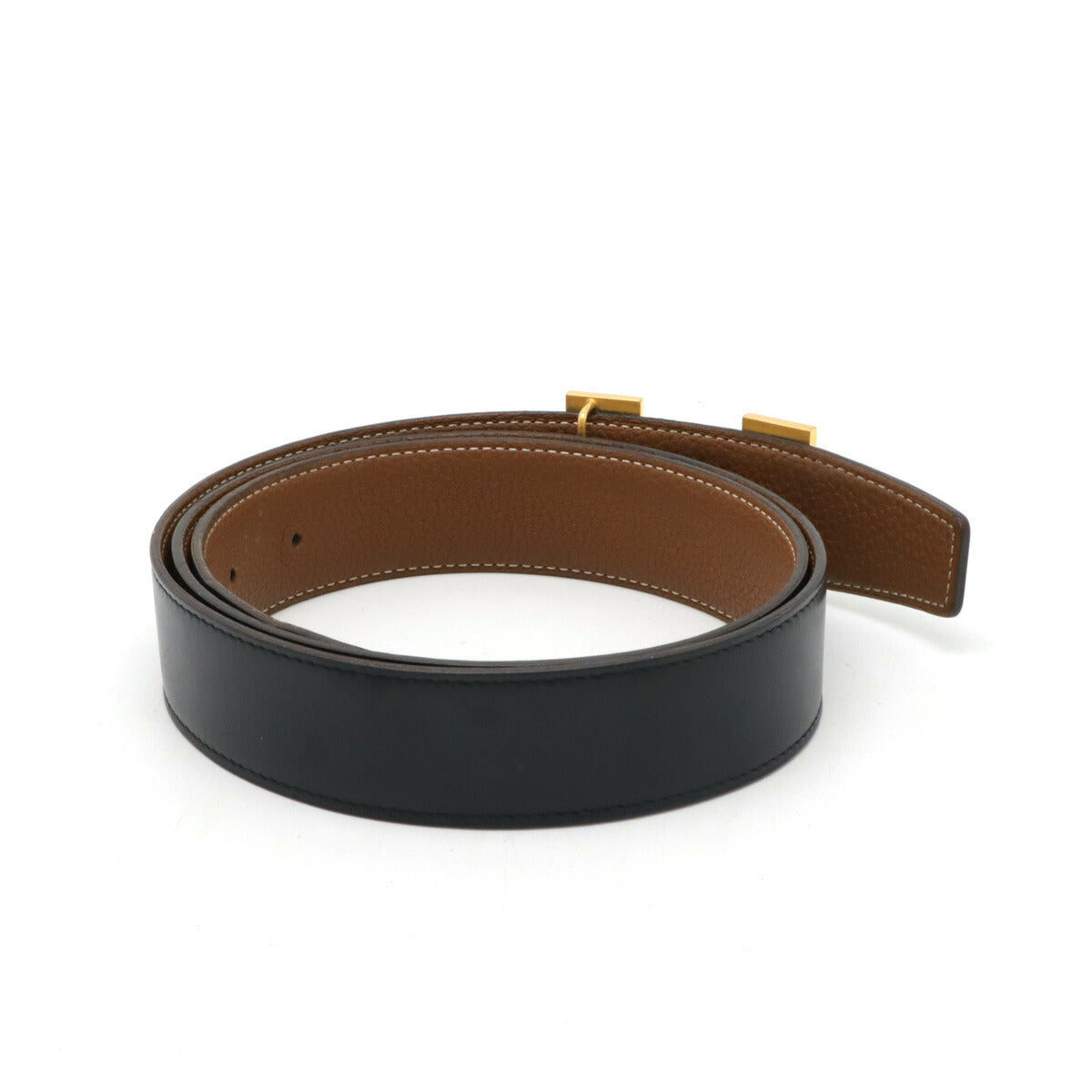 Hermes H Guilloche Constance Reversible Leather Belt